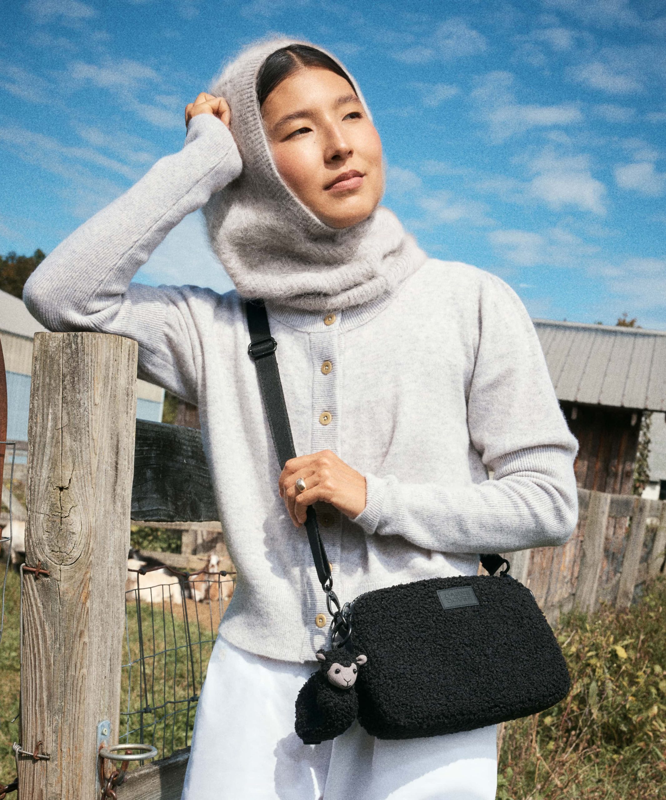 Nora Shoulder Bag in Onyx Shearling - Image 6